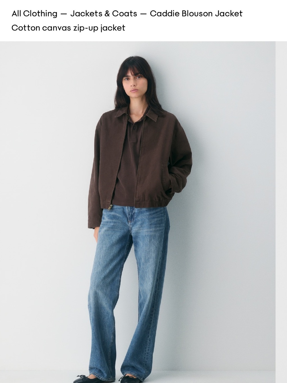 Aritzia caddie blouson jacket in rich mocha brown